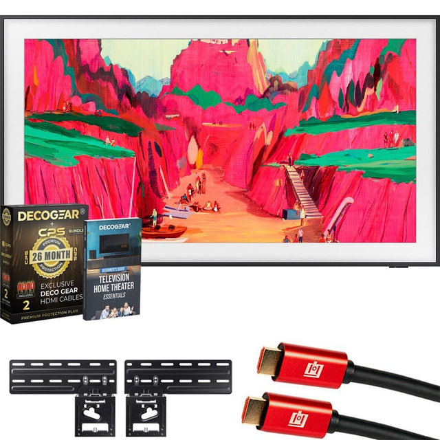 Samsung QN65LS03FW 65 inch The Frame Pro 4K Neo QLED Mini LED Smart TV (2025) Bundle with CPS Exclusive 26 Month Protection, 2X HDMI Cables & Deco Gear Complete Home Theater Beginner's Guidebook