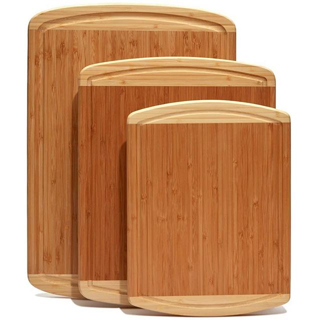 Wood Bamboo Cutting Board – Set of 3 – 3-PIECE PREMIUM VALUE PACK – 1 XL Extra Large, 1 Medium, 1 Small Wooden Chopping Cutting Boards Set for Kitchen, Fruit, Vegetables, BBQ, Meat