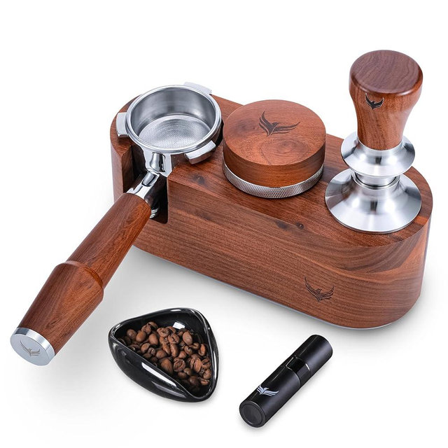 KNODOS 54mm Breville Espresso Accessories Kit – Naked Portafilter, Calibrated Self Leveling Tamper, Distributor Tool, Tamping Station, Dosing Cup and RDT Sprayer Set
