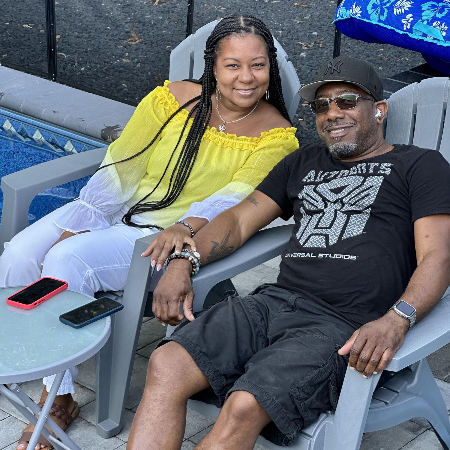 Sitting pool side. Summer 2024
