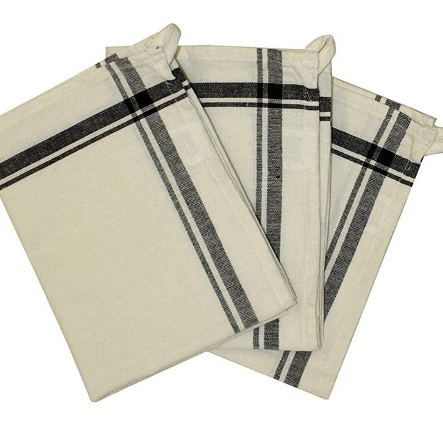 Aunt Martha's 3-Pack Retro Black Striped Dish Towels, 18 by 28-Inch