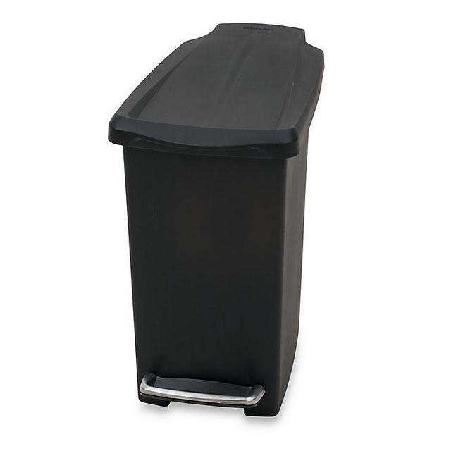simplehuman® Mini Slim Plastic 10-Liter Step-On Trash Can in Black