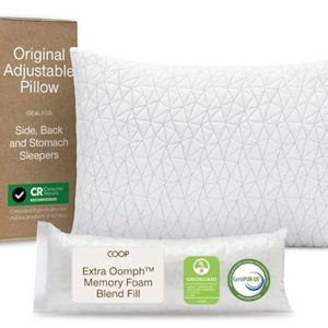 Coop Home Goods Original Adjustable Pillow, Queen Size Bed Pillows for Sleeping, Cross Cut Memory Foam Pillows - Medium Firm Back, Stomach and Side Sleeper Pillow, CertiPUR-US/GREENGUARD Gold