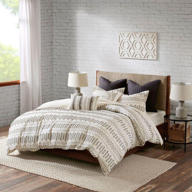 INK+IVY Rhea Full/Queen Duvet Cover Set in Ivory/Charcoal