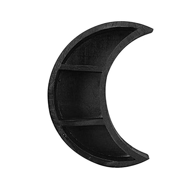PUXING Hanging Wooden Shelf, Wall Mounted Floating Moon Shelves, Home Wall Decor for Living Room Bedroom Bathroom Kitchen