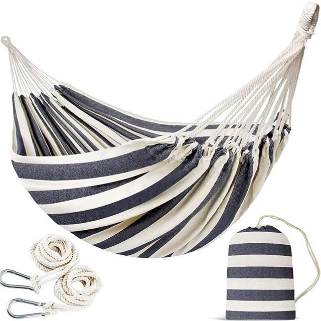 INNO STAGE Double Portable Hammock - Patio Hammock Two Person Hanging Camping Bed for Patio, Backyard, Porch, Outdoor and Indoor Use - Soft Woven Canvas Fabric Hammocks with Portable Carrying Bag