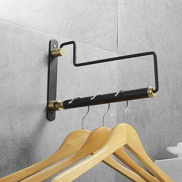 Folding Clothes Hanger Drying Rack Black Wall-Mounted Clothes Organizer for Laundry Room Closet Storage