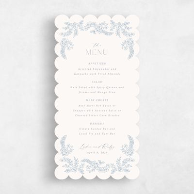 Blue Scalloped Wedding Menu - Petalo