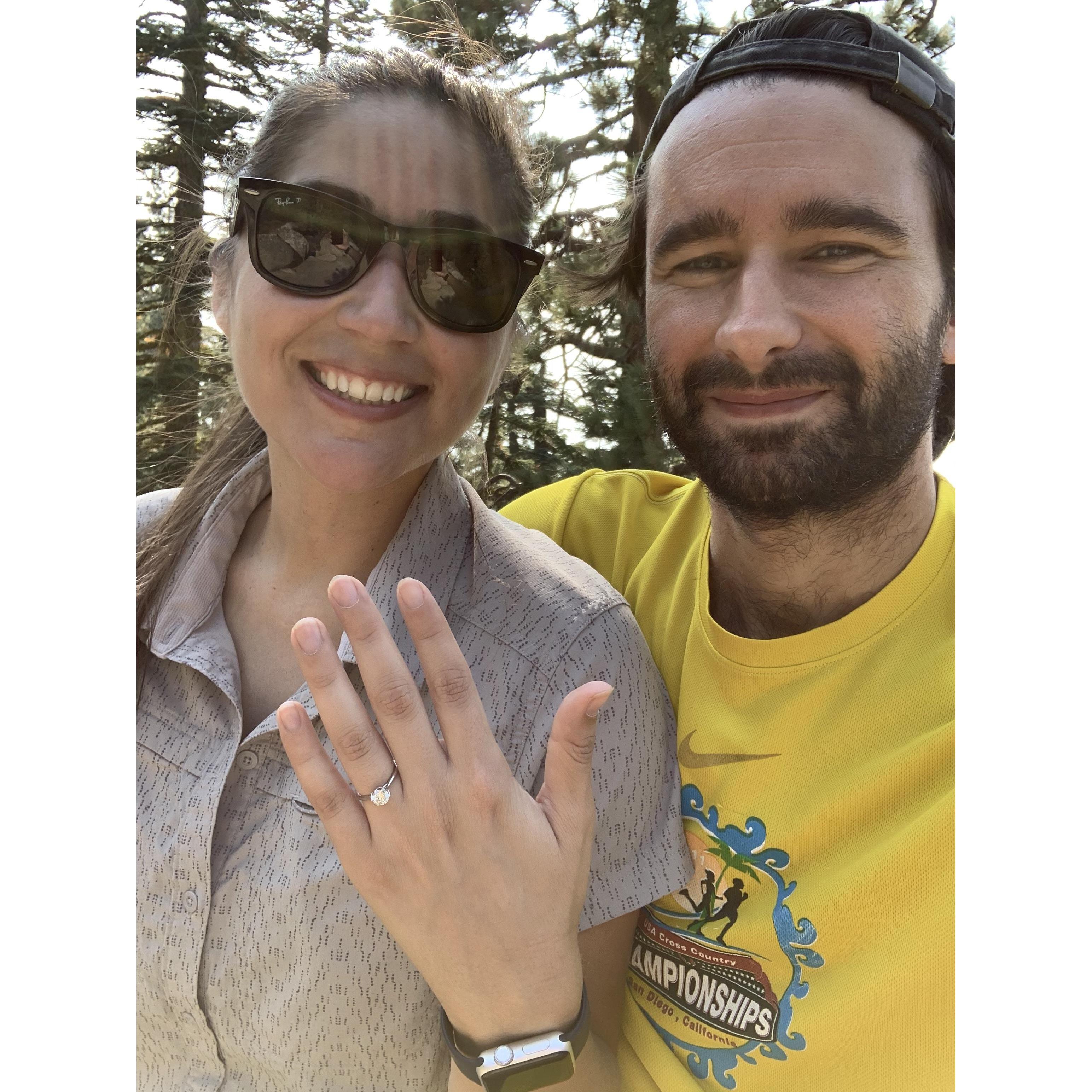 We got engaged in Lake Tahoe.