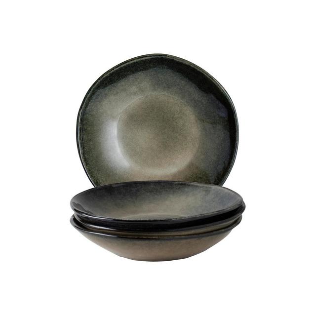 Dutch Rose Amsterdam Solid 4 Deep Plates Set, Service for 4