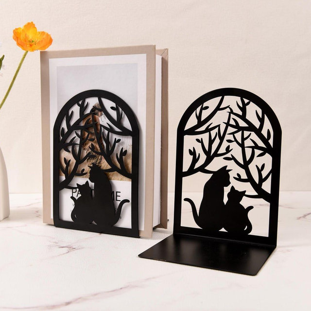 Peeking Cat Metal Bookends, Bookshelf Decor, Cat Lover Gift