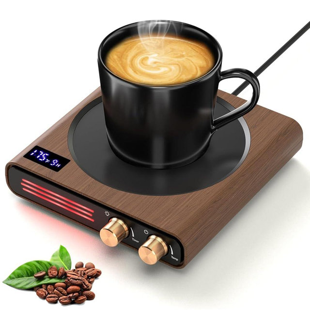 Mug Warmer, CEROBEAR 50W Coffee Cup Warmer for Desk with 9 Tempreture Settings, 1-9Hrs Auto Shut Off Smart Candle Warmer with LED Lights, Electric Beverage Warmer Plate for Coffee, Tea, Water, Milk