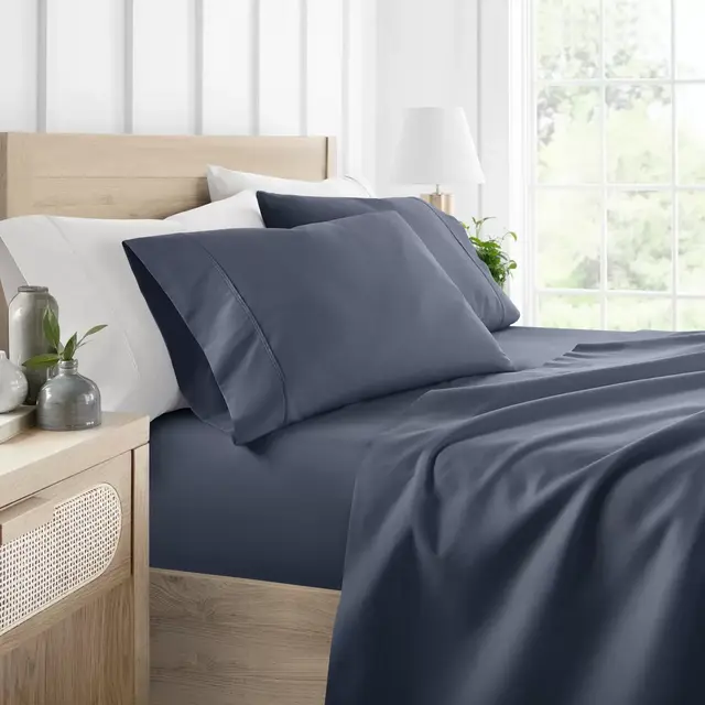 4 Piece Bed Sheet Set Solid Double Brushed Microfiber, Ultra Soft - Becky Cameron, Stone Gray, Full