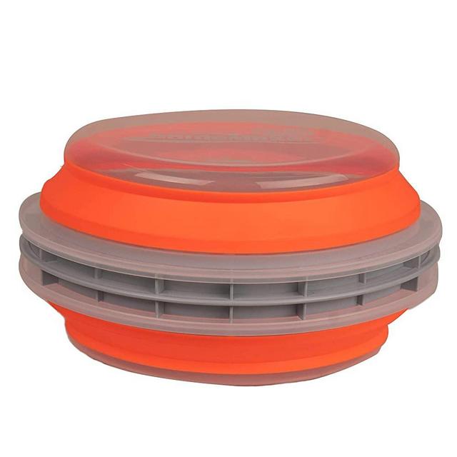 CanCooker Collapsible Batter Bowl | Mess-Free Breading Cooking Bowl | Dishwasher/Microwave-Safe & Chemical-Free | Clear & Orange | Large Size