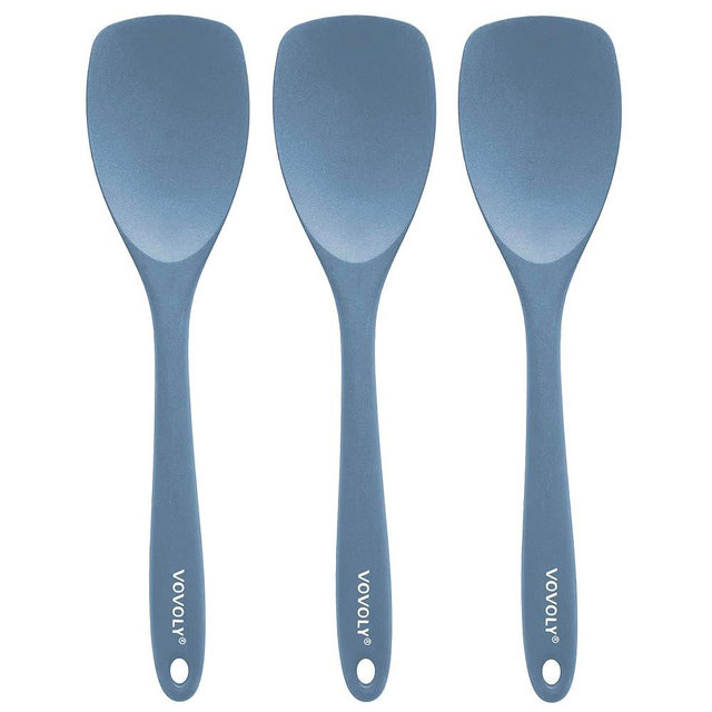 Upgrade Silicone Spatula Spoon Set,VOVOLY Heat Resistant Rubber Spoonula, Seamless Non-Stick Flexible Scrapers for Baking Mixing Tool,3 Pack,Starry Blue