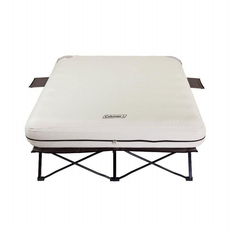 Coleman Queen Air Mattresswith Side Tables and 4D Battery Pump - Cream