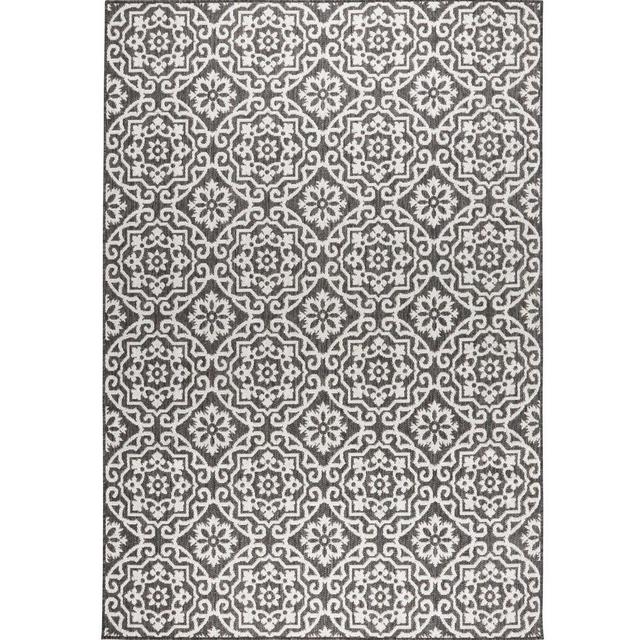 Danica 7'9" x 10'2" Outdoor Patio Country Rug Black/Gray - Nicole Miller