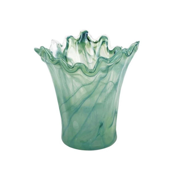 VIETRI Onda Glass Green Short Vase