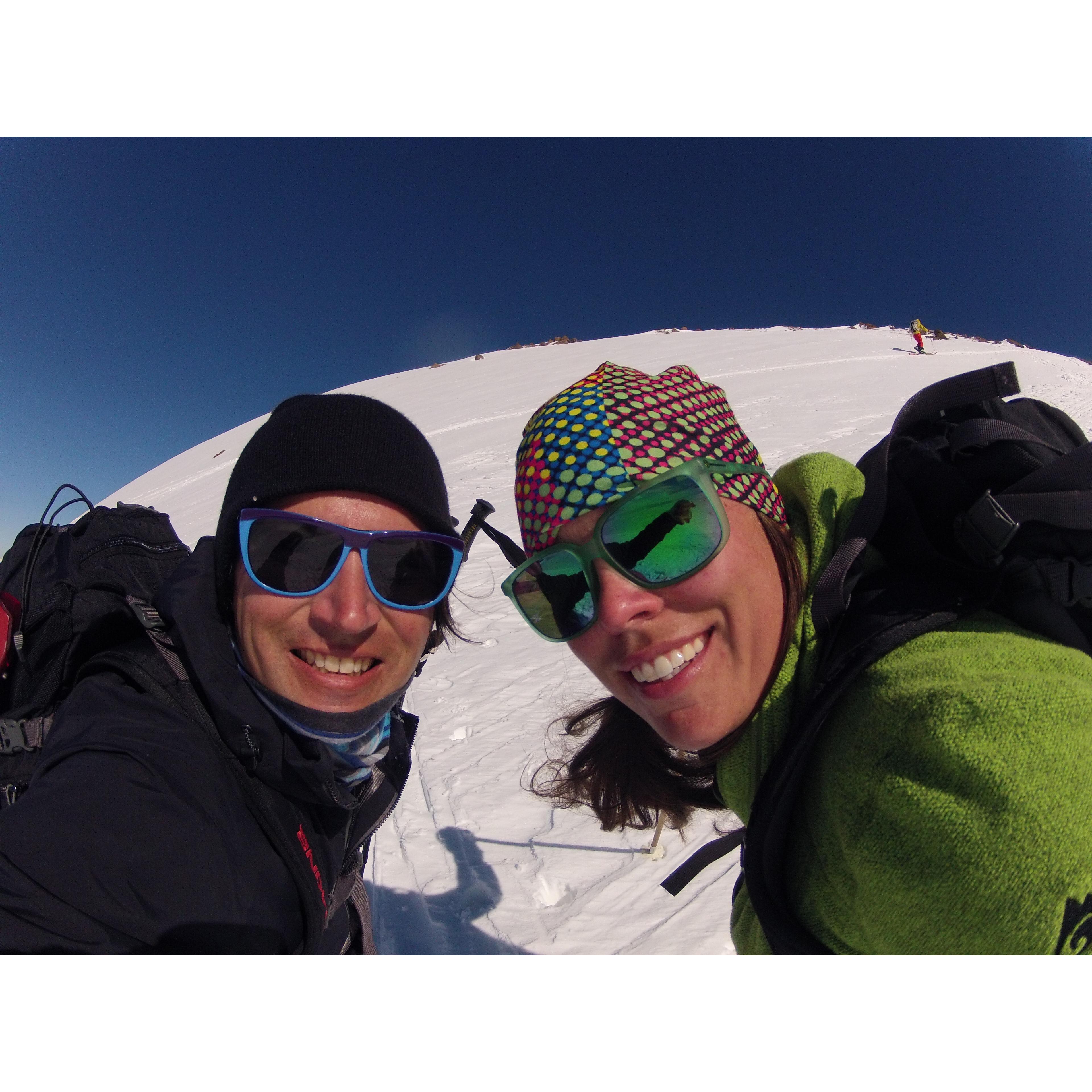 Climbing mountains together, it's what we do! Lonquimay Volcano, Chile, 2013.