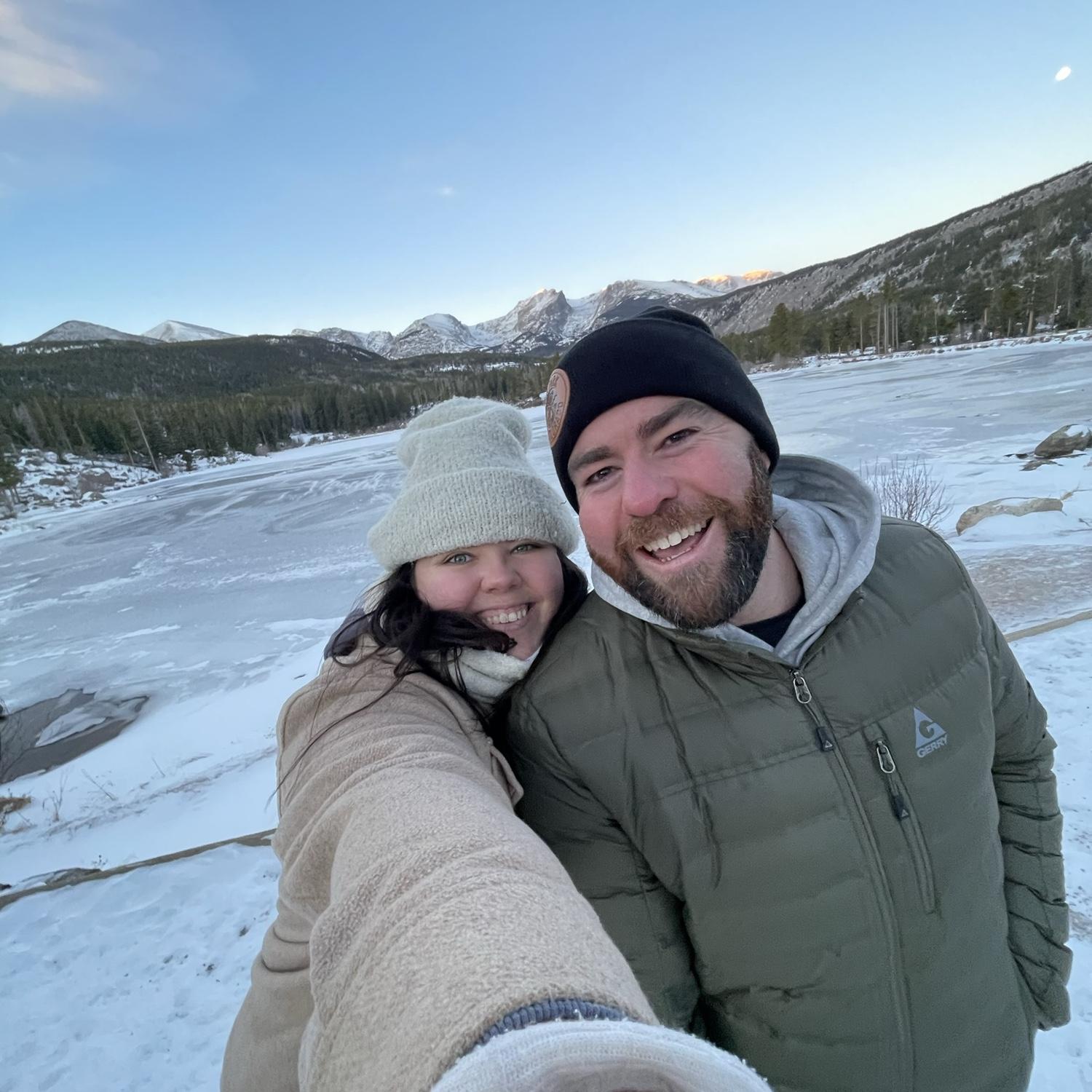 Our first National Park together! We traipsed around this frozen lake in Rocky Mountain National Park to watch the sunrise on Cheyenne’s 29th birthday.
