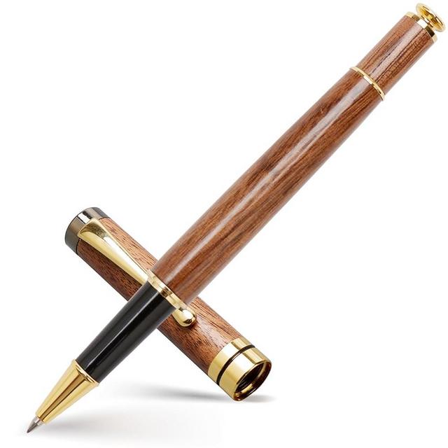 Ayiaren Luxury Walnut Wood Ballpoint Pen Writing Set with 2 Black Ink Refills Fancy Business Office Pens Gift Cool Nice Wooden Gel Pen for Men Women Journaling Executive Calligraphy Rollerball Pen