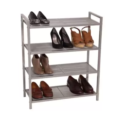 Household Essentials® 4-Tier Mesh Shoe Rack in Nickel