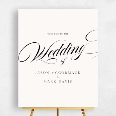 Beige Typography Wedding Sign - Marquis Portrait