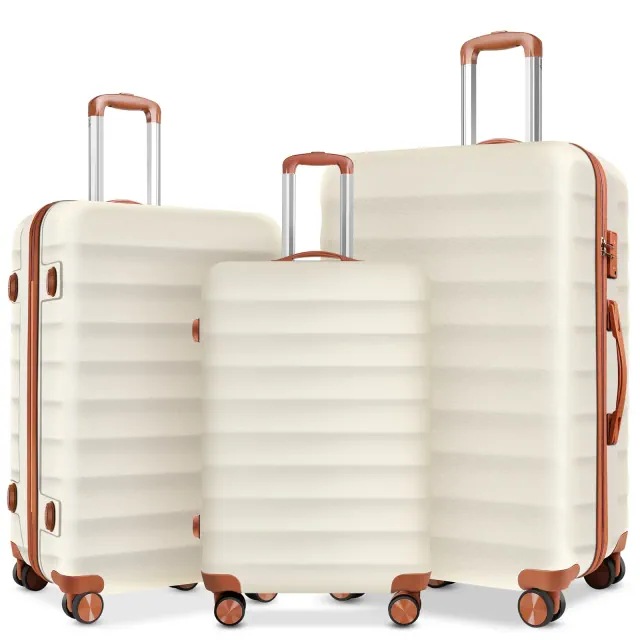 3-Piece PC+ABS Hardshell Luggage Set with Spinner Wheels, TSA Lock