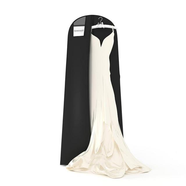 HANGERWORLD 72inch Breathable Wedding Gown Long Dress Hanging Garment Bag for Closet Storage (Black)