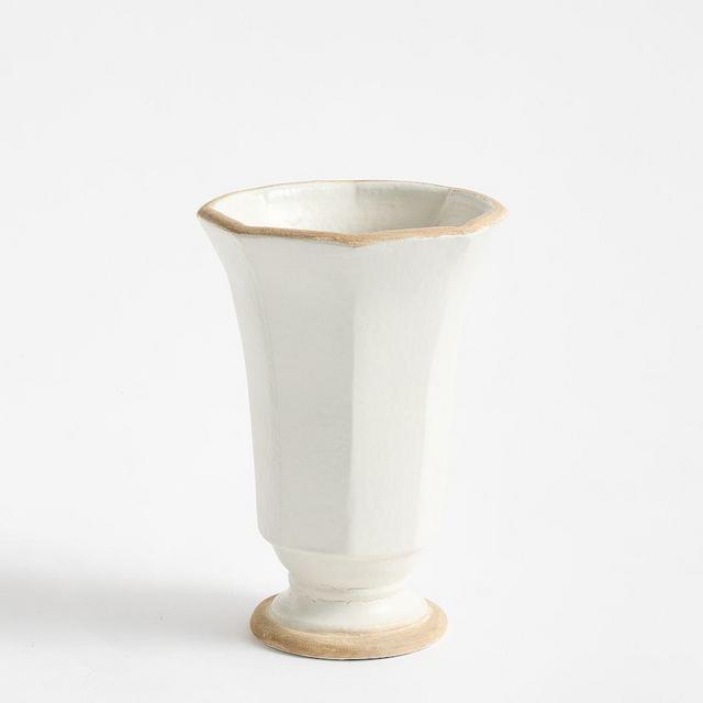 Ceramic Faceted Vase Medium Ivory
