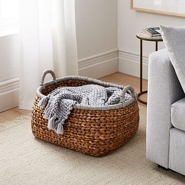 Metallic Rim Woven Basket