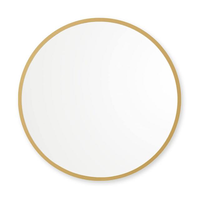 Better Bevel 24” x 24” Matte Gold Rubber Framed Mirror | Round Bathroom Wall Mirror