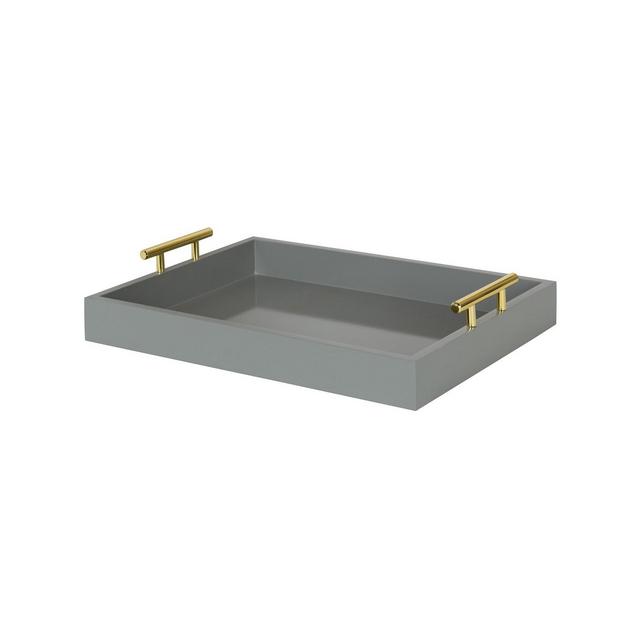 Kate and Laurel Lipton Decorative Wood Tray with Metal Handles - 16.5" x 12.25"