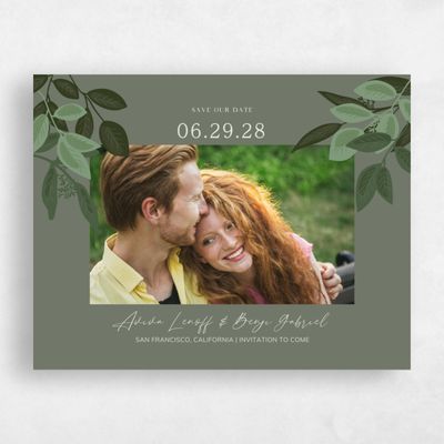 Green Fall Wedding Save the Date - Summerlin Photo
