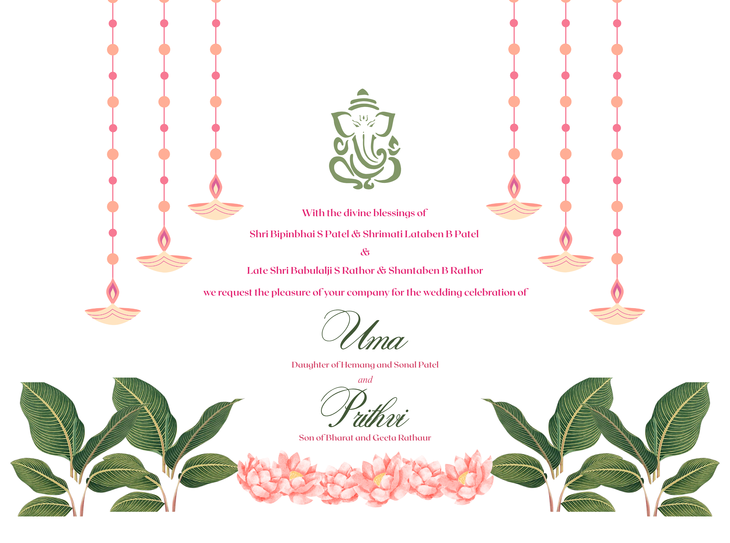 The Wedding Website of Uma Patel and Prithvi Rathaur