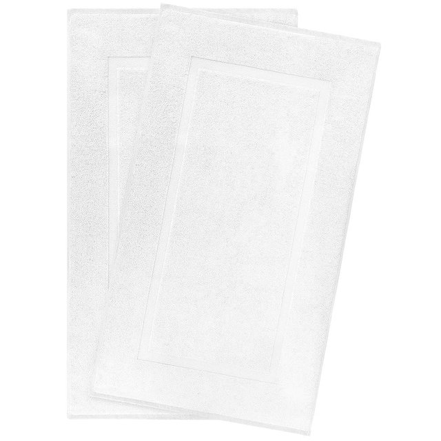 Cotton Paradise Bath Mats for Bathroom, 2 Packed 20x34 inch 100% Cotton Bath Mat Rugs for Bathroom, Soft Absorbent Machine Washable, White Towel Bath Mat
