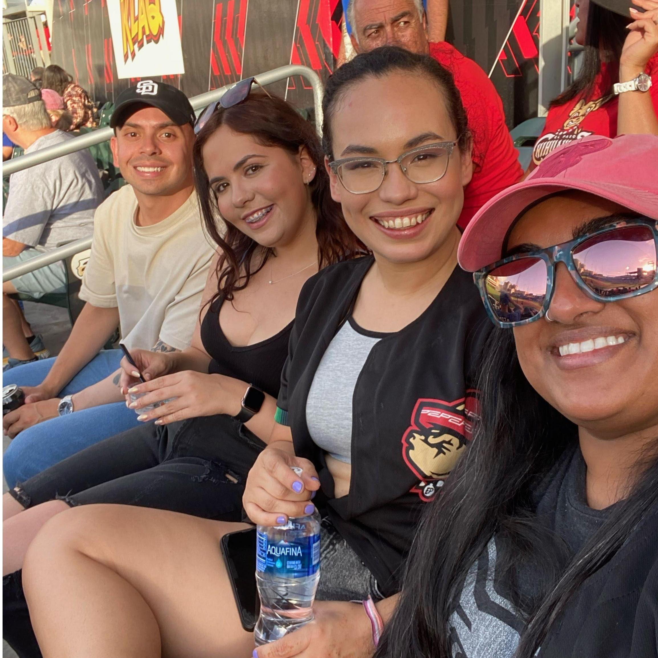 Out to a baseball game with Isabel and Carlos!