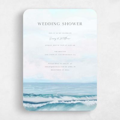 Blue Rounded Wedding Wedding Shower Invitation - Clearwater Portrait