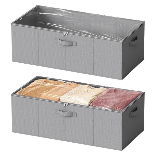 2 Pack Under Bed Storage Bins with Lids - 10" High Large Organizers for Bedroom, Closet, Clothes, Bed Sheets - SpaceAid®