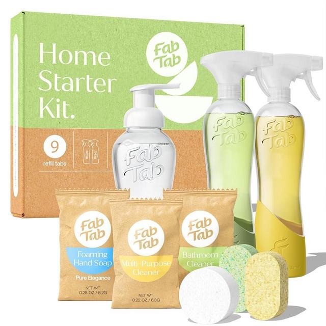 Fab Tab Home Starter Kit - Natural Cleaning Products - Household Cleaners - All-Purpose Cleaner Tablets - Plant-Based, Plastic-Fee - No Harsh Chemicals | Cleaning Kit