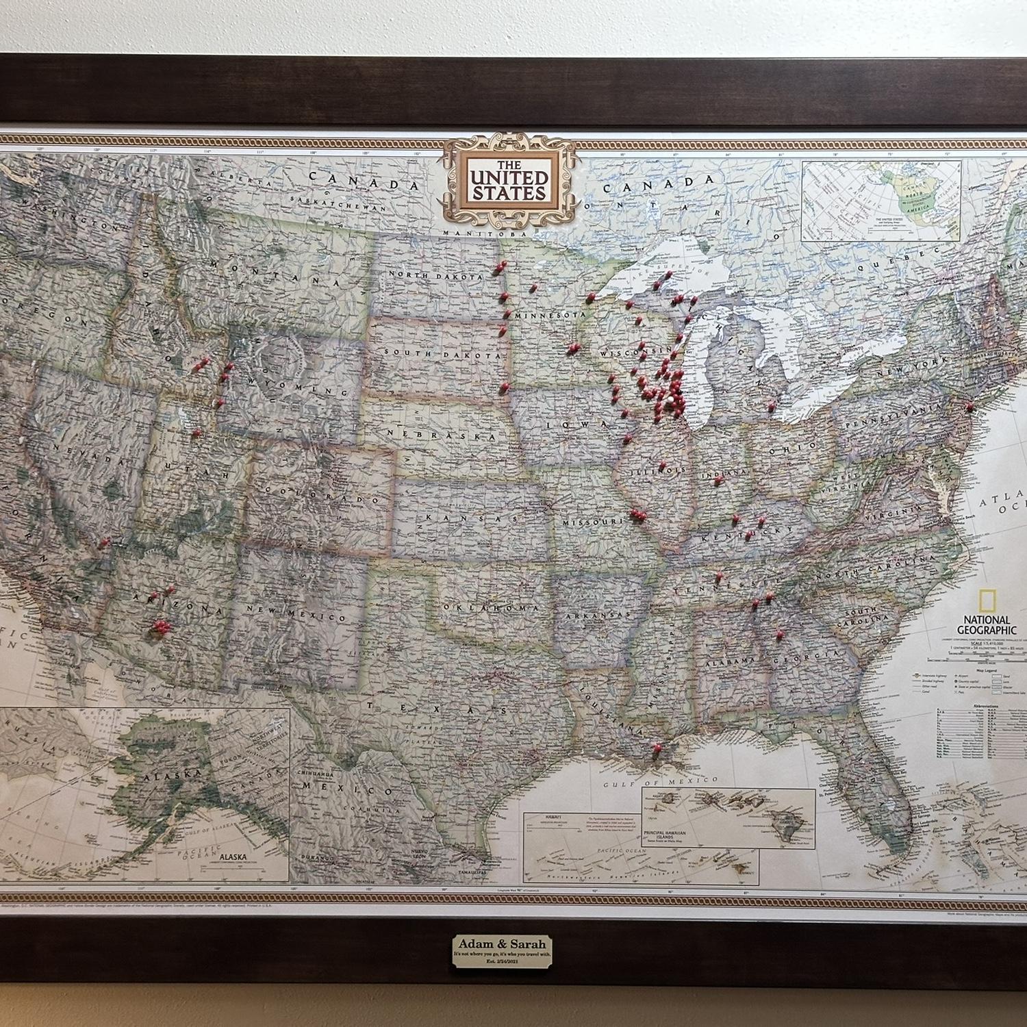 Our map of all the places we have visited together.