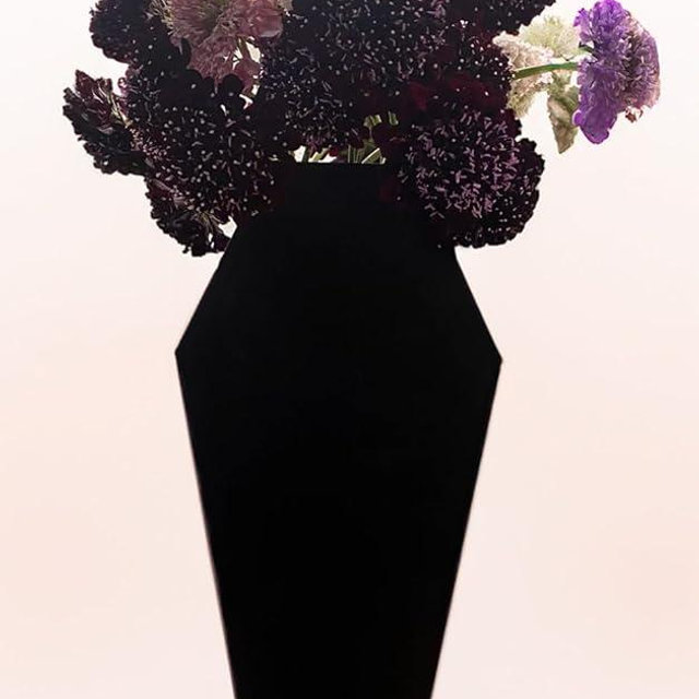 Decorative Black Coffin Shaped Flower Vase, 9 x 4 inches