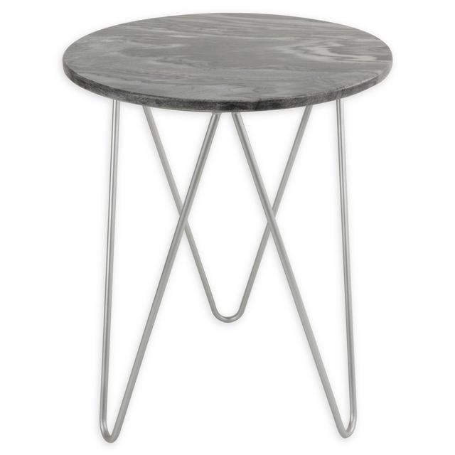 O&O by Olivia & Oliver Round Marble/Steel Side Table in Silver