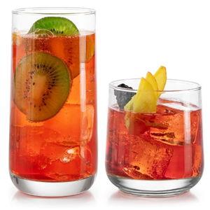 Libbey Ascent Tumbler and Rocks Drinking Glasses Set of 16, Glass Drinking Glasses with Curvature, Versatile Glassware Set for Parties and More
