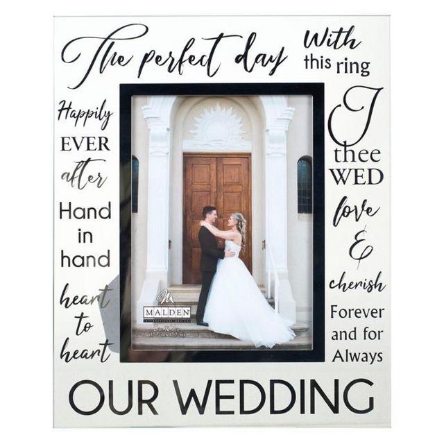 Malden® 5-Inch x 7-Inch Glass with Silver Foil Wedding Frame