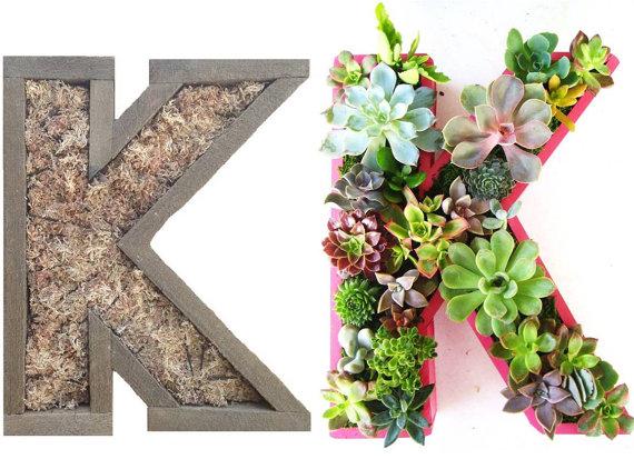 12 inch DIY Unfinished Letter Planter Monogrammed Initials Succulent Planter Succulent Letter Box
