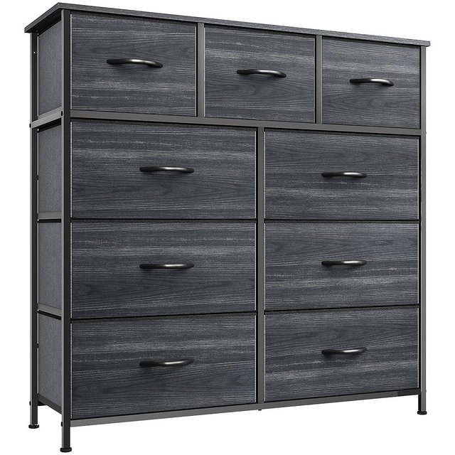 YITAHOME Dresser for Bedroom with 9 Drawers - Fabric Storage Tower, Tall Chest Organizer Unit for Living Room, Entryway, Closets with Sturdy Steel Frame, Wooden Top