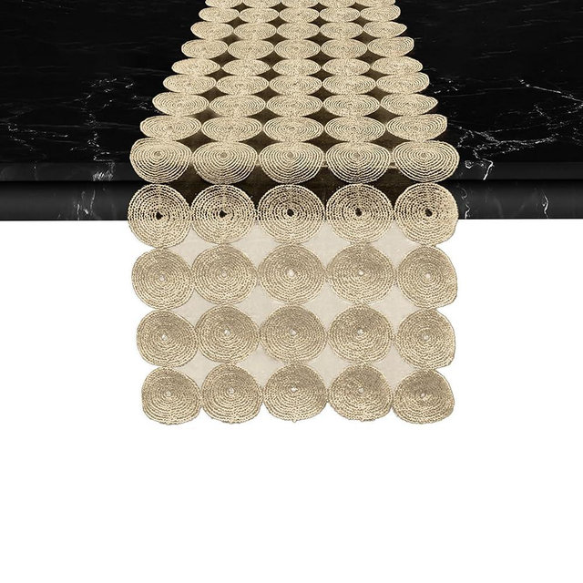 Elegant Comfort Embroidery Misho Runner-Dresser Scarf for Home Room Crochet Tabletop, Kitchen Dining Table Decoration for Indoor and Outdoor, 16 X 72 Inch, Gold