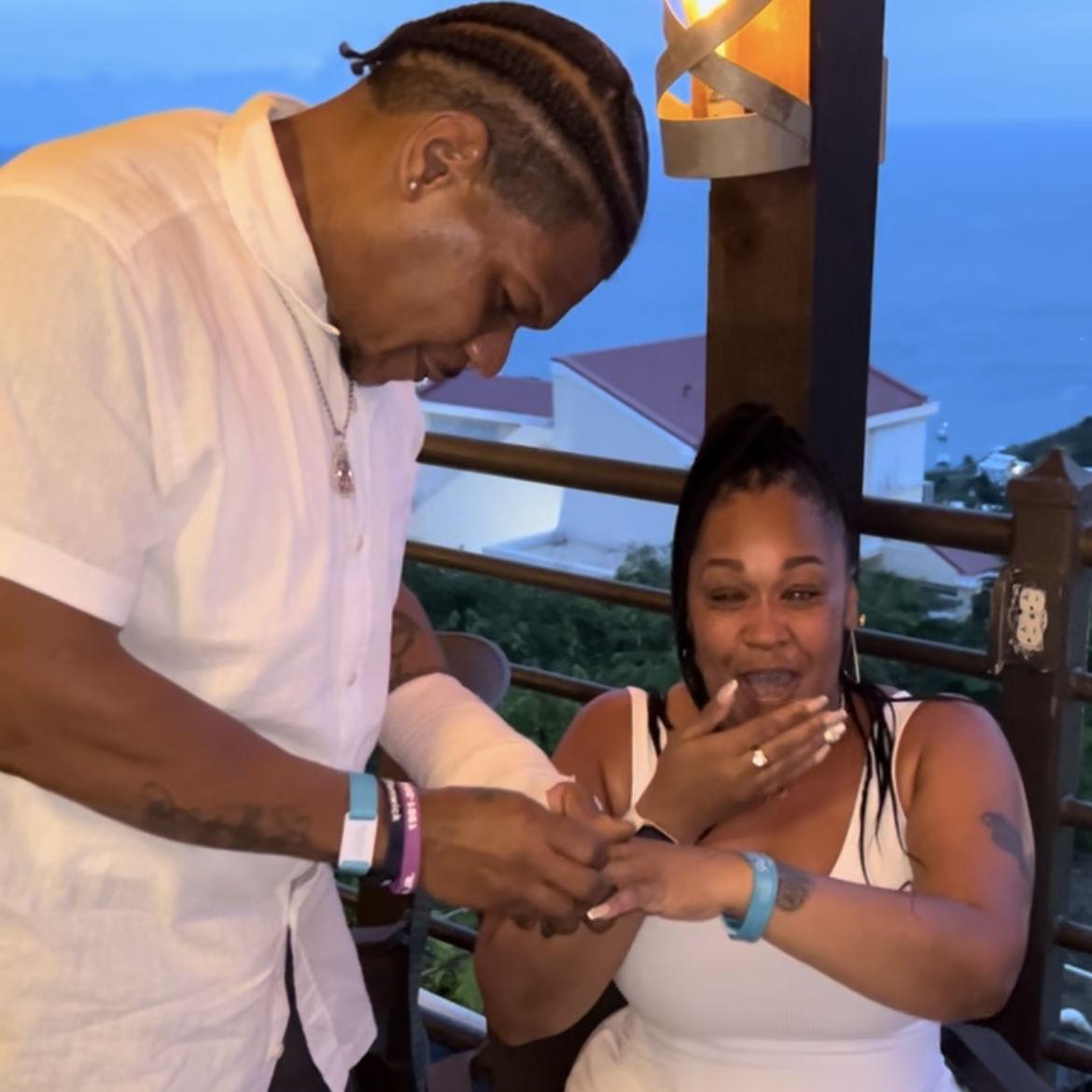 It was April 26th 2024 on a mountain in St. Thomas when you popped the question and I said "YES!", but only after I told you to "get up off them people floor" lol.