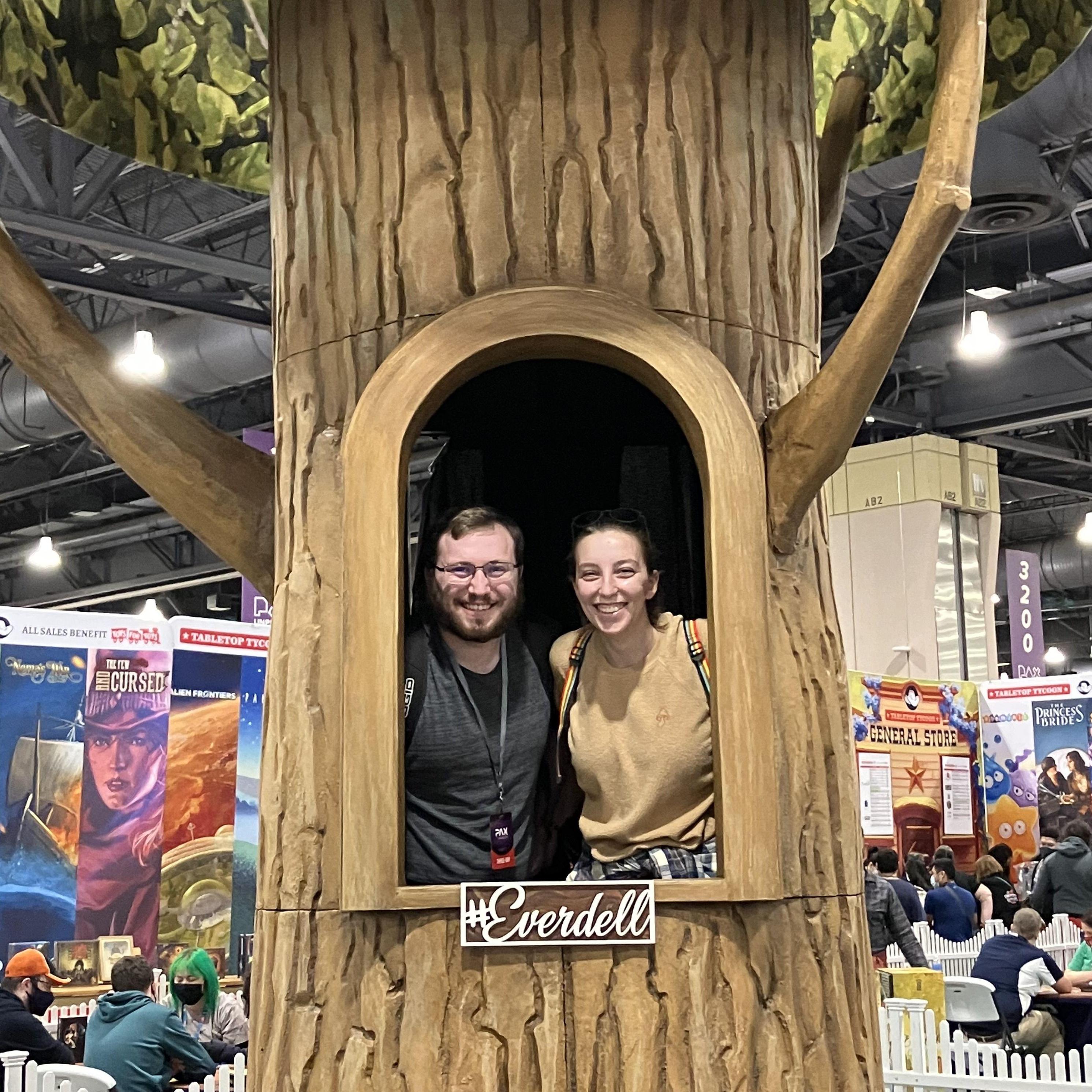 We love each other's nerdiness - here we are at a board game convention in Philly!